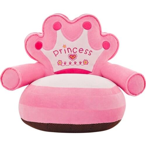 Crown Baby Sofa Cover Learning To Sit Plush Seat Case without Filler (Pink)