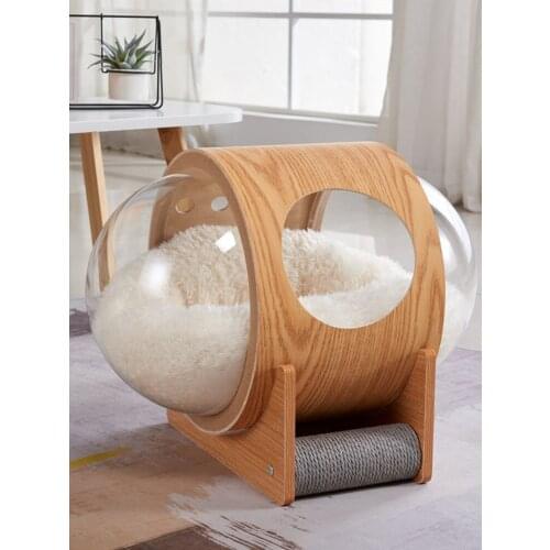 Space Capsule Cat Litter Transparent Cat Delivery Room Solid Wood Space Cat Climbing Frame