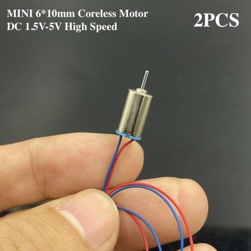 2pcs 610 6mmx10mm Small Mini Coreless Motor DC 1.5V 3V 3.7V 37000RPM Ultra-High Speed Engine DIY Toy Drone