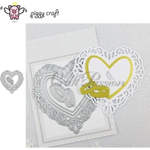 Piggy Craft metal cutting dies cut die mold Lace Heart Frame Ring Scrapbook paper craft knife mould blade punch stencils dies