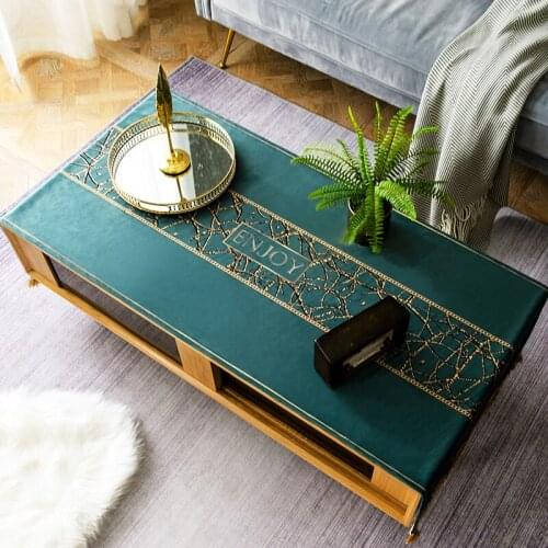 Fashion Home Nordic style Suede fabric cotton and linen ArmyGreen tablecloth Table flag Tea table cover