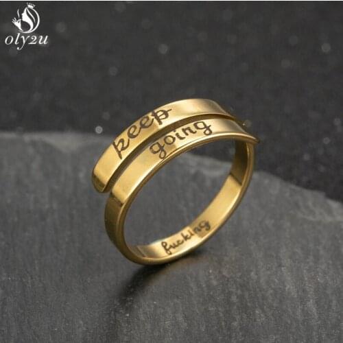 Fashion Keep Going Adjustable Double Winding Finger Rings for Women Men Jewelry Punk Be Fearless Female Ring bijoux femme 2021