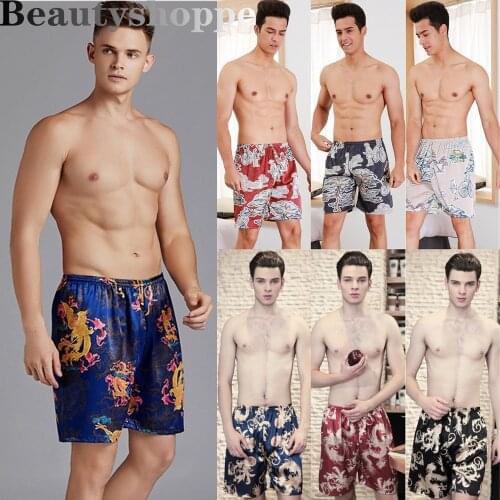 2020 Men Pijama verano Hombre Satin Sleep Bottoms Summer Casual Loose Underpants Sleepwear Shorts Men Sleep Underwear