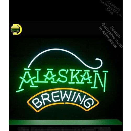 Neon Sign for Alaska Brewing Neon Bulbs sign handcraft Real Glass Light Advertisement Lamparas De Neon Store Wall Displays Lamp