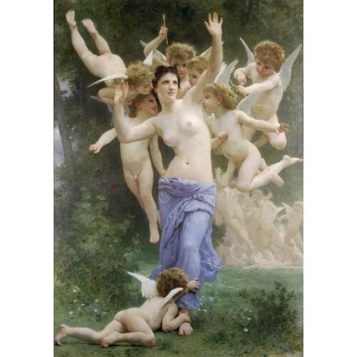 Wholesale painting # good quality # 36" inch TOP Art # nude art the Madonna with angels canvas oil painting -free shipping cost