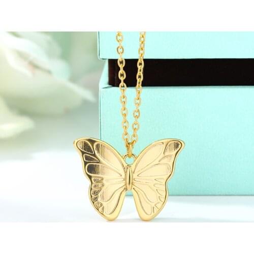 Stainless Steel Butterfly Necklace For Women Girls Gold Silver Color Female Chain Necklace 2020 Trend Fashion Jewerly Party Gift