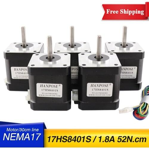 5pcs Nema17 Stepper Motor For 3D printer 4-lead 17HS8401S 48mm 1.8A for Titan extruder 4-lead Nema 17
