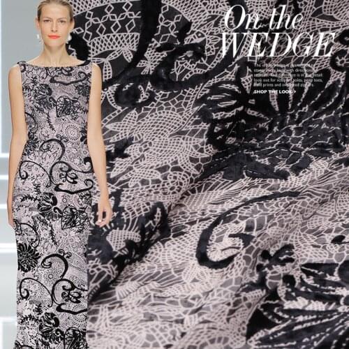 Silk Etched-out Velvet Fabric Mulberry Silk Floor Hollow Etched-out Velvet Silk Fabric Velvet Burnt-out Special Offer/0.5M