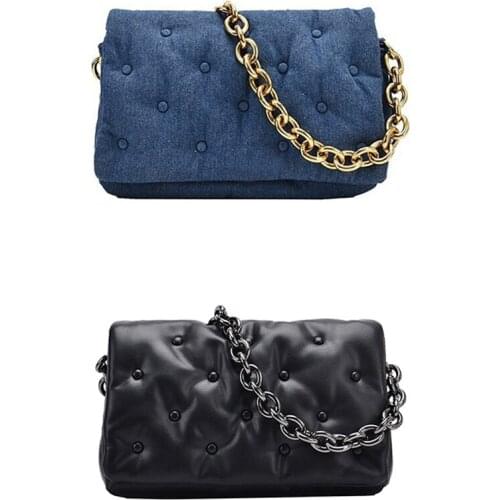 Ladies Shoulder Bags Thick Chain Shoulder Bags Handbags Ladies Clutches Underarm Bags Large Capacity Rivet Bag