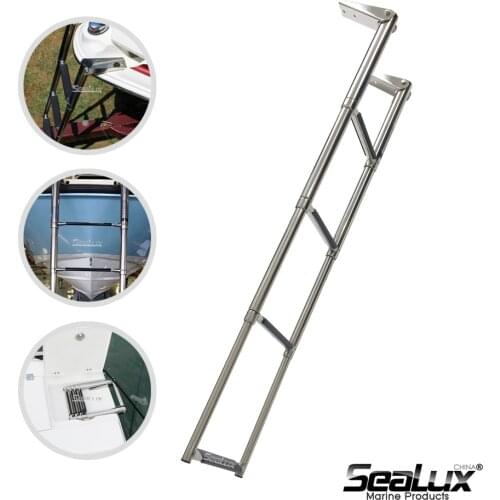 Sealux 4 Steps Stainless Steel 304 Telescoping Drop Ladder Over Platform passed 400h salt spray test
