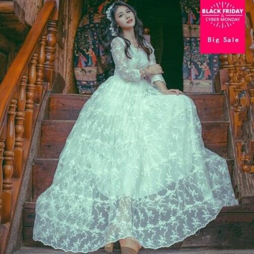 2020 spring and summer new art big pendulum embroidery dress article revito temperament style Three Quarter sleeves dress wj270