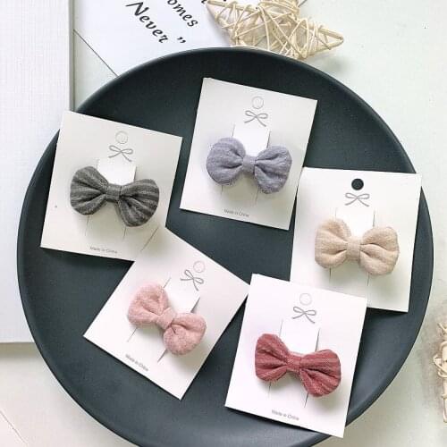 2/5pcs/Set Cotton Bows Hair Clips for Girls Candy Handmade Kids Hairpins Baby Child Hair Accessories Ornaments 2021