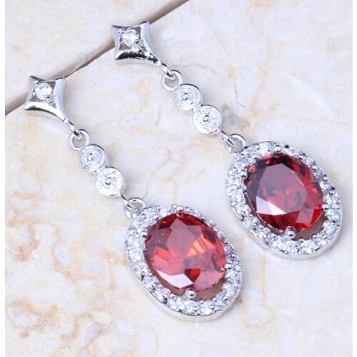 Love Monologue Elegant Red Purple Cubic Zirconia Crystal Silver Color Drop Earrings for Women Jewelry KE173