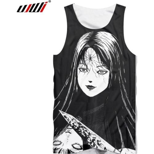 UJWI 3D Full Printed Horror Skull Black And White Vest Mens Custom Street Clothing Sleeveless Sublimation Hip Hop Fashion Vest
