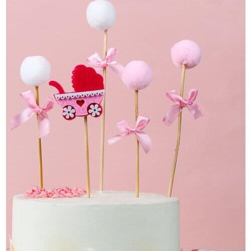 1set Baby Shower ball Cake Toppers Boy&Girl Birthday Party Cute Decoration Baby Shower Birthday Party DIY Cake Topper Supplies