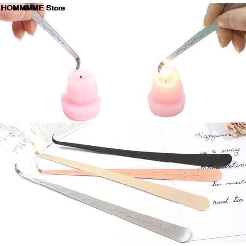 1pc Candle Trimmer Hook Stainless Steel Carved Candle Wick Cutter Put out Extinguisher Hooks 20cm Gold Silver Black