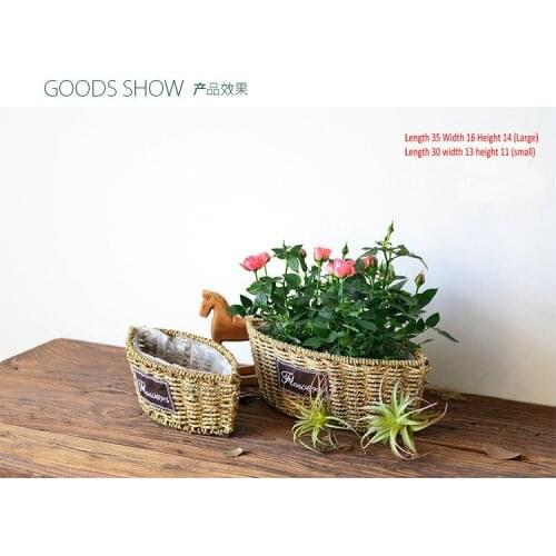 1 pcs Farmhouse style rattan wicker portable basket flower pot creative home decorations