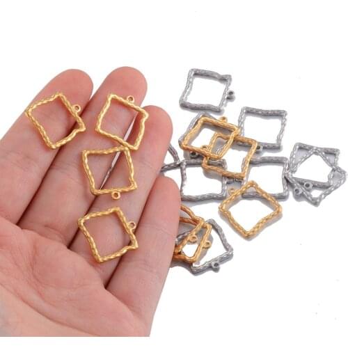 10pcs Stainless Steel Pendants For Jewelry Making Bracelet Necklace Square Charm Findings