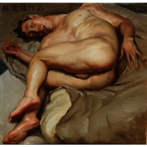 100%hand-painted oil painting Portrait art boy male nude on canvas