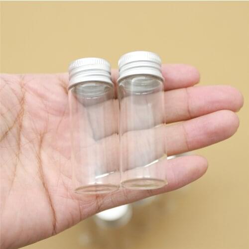 100 Pieces 22*60mm 12ml Tiny Glass Vials Bottle Silver Screw Cap Mini Test Tube Jar Spices Small Jars Container