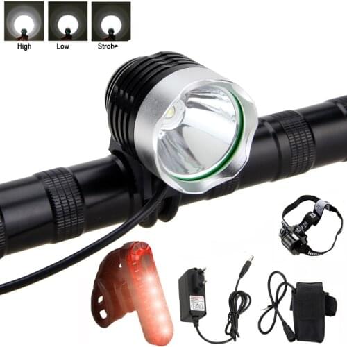 2 in 1 Front Bike Light 3 Modes Biycle Lamp Outdoor Headlamp Cycling Flashlight with 6400 mAh Battery Pack+Headband+Charger