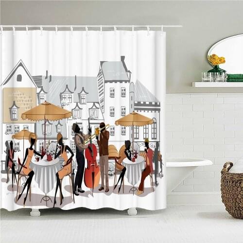 200x180cm Curtain for bathroom 3D Street view scenery printing waterproof household decorative curtain with hook shower curtain