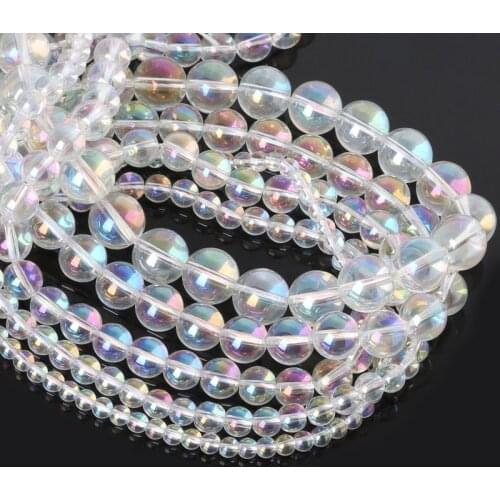 38cm White Plating Colorful Crystas Beads Glass Beads Crystal Quartz Beads Available for European Jewelry Bracelet Bangle DIY