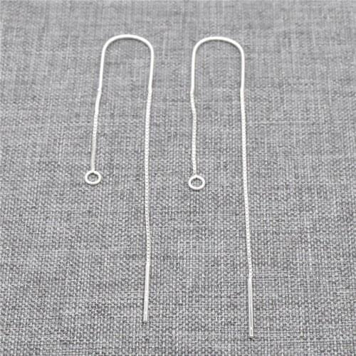 4 Pairs of 925 Sterling Silver Box Chain U Earring Threaders w/ Rings Ear Threads Jewelry Findings
