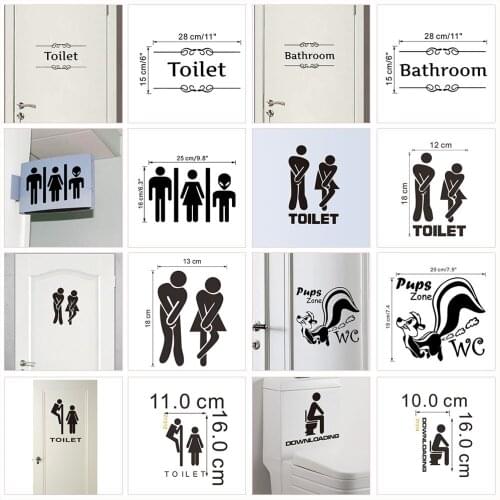 WC Toilet Accessories Entrance Sign Door Stickers For Public Place Home Decoration Creative Pattern Wall Decals Mural Art