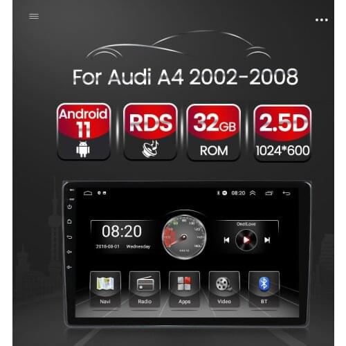 TOMOSTRONG Android 11 Car Radio Video Multimedia Player For Audi A4 B6 RS4 2002-2008 GPS HD 1024X600 Navigation FM BT No 2 Din