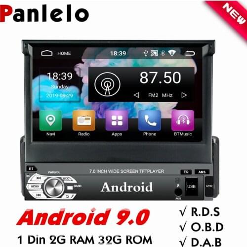 Panlelo 1 Din Android 9.0 Car Multimedia 7 Inch Quad Core Android Head Unit 2G RAM Autoradio Car Audio Player Bluetooth with RDS