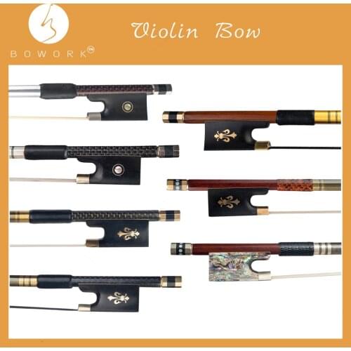 BOWORK Braided Carbon Fiber Violin Bow Brazilwood Fiddle Bow Pernambuco 4/4 Violin Bow