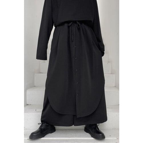 Casual trousers wide legs this trend spring summer loose trousers dark department culottes false men two models mountain nine ha