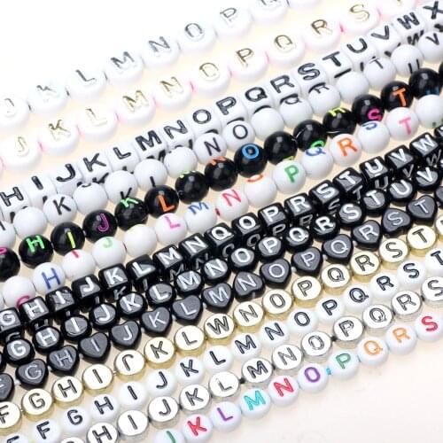 100pcs Square/Round Shape Multicolor English Acrylic Letter Child Puzzle Bead Bracelet DIY Handmade Accessories Jewelry Making