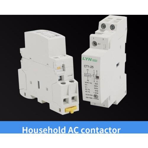 CT1 2P 25A 220V/230V 50/60HZ Din rail Household ac contactor 2NO