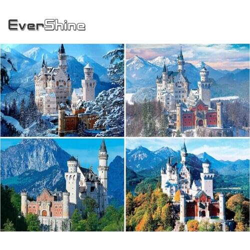 Evershine 5D DIY Diamond Embroidery Castle Full Drill Square Mosaic Art Diamond Painting Landscape Cross Stitch Kits Needlework