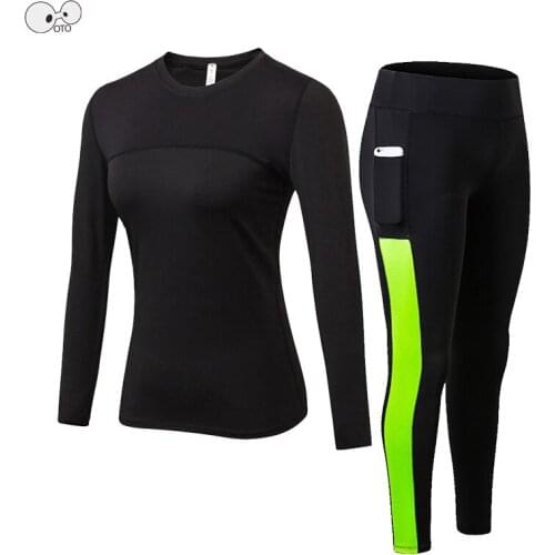 T-shirt Leggings Women Patchwork Running Yoga Set Fitness Jogging Sports Suit Tracksuit Gym Sportswear Workout Pocket Clothing