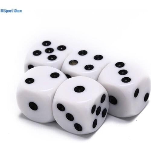 5Pcs/Lot 10mm/16mm Drinking Dice Acrylic White Round Corner Hexahedron Dice Club Party Table Playing Games RPG Dice Set