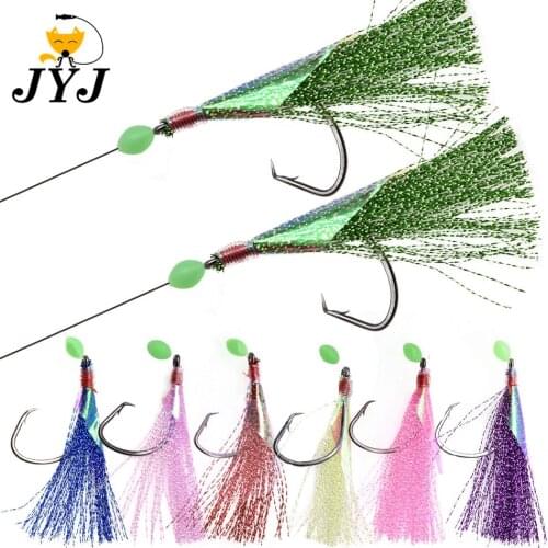 JYJ 2Pcs/Set Hook size 5/0 sea fishing sabiki big string hook artificial jig sabiki hooks for ocean rock fishing
