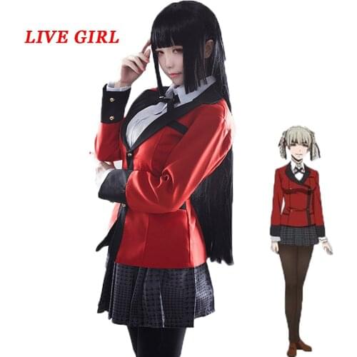 Kakegurui Compulsive Gambler Jabami Yumeko Igarashi Sayaka Cosplay Costumes School Girls Uniforms Coat Shirt Skirt Set