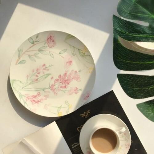 European Style Cup Coffee Ceramic Afternoon Tea Flower Steak Plate Korean Coffee Cup Set Porcelain Kubek Cups And Mugs EF50BD