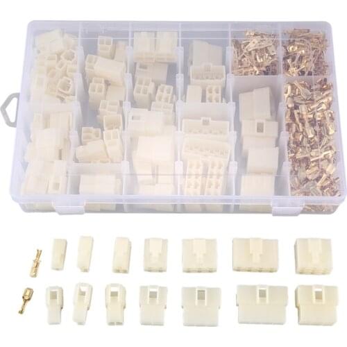 400Pcs 6.3mm 1 2 3 4 6 8 9 Pin Electrical Automotive Wire Connector Male Female Socket Plug and Pin Header Crimp Wire Terminals