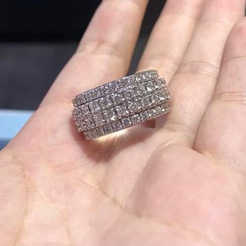 Hot Brand Pure 925 Sterling Silver Luxury Jewelry For Women Three layers CZ Diamond Rings Wedding Jewelry Engagement Branch Ring