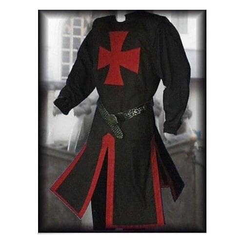 Medieval Warriors The Knight Templar Crusader Costume For Adult Men Gown Shirt Top Cross Tabard Surcoat Tunic Clothes Belt