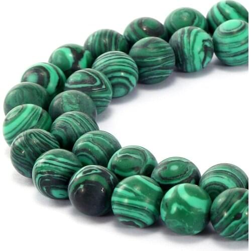4 6 8 10 12mm Round Natural Stone Beads Matte Synthetic Malachite Loose strand Beads For Bracelet Necklace Jewelry Making