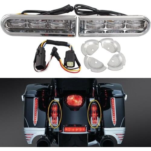 Motorcycle Chrome LED Insert Saddlebag Filler Support Light For Harley Touring Road Electra Glide Ultra FLHTCU FLHR FLHTK FLTRU