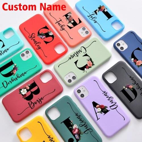 Custom Your Name Phone Case For iPhone 12 11 Pro Max 6 7 8 Plus X XS XS Max 6 6S SE 2020 Mini Soft Silicone Flowers Phone Cover