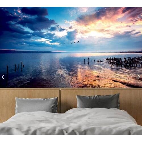 Beach Night Landscape Abstract Modern Wallpaper Roll 3D Mural Photo Wallpapers for Living Room Wall Decor Papel De Parede Sala