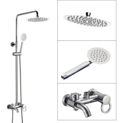 Wall Mounted Bathroom Rain Shower Faucet Set Polished Chrome Brass Handheld Shower Head Single Lever Bath Tub Mixer Tap acy339