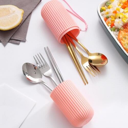 Stainless Steel Outdoor Tableware Storage Case with Fork Spoon Chopsticks Set